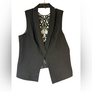 Black lace back vest with front button